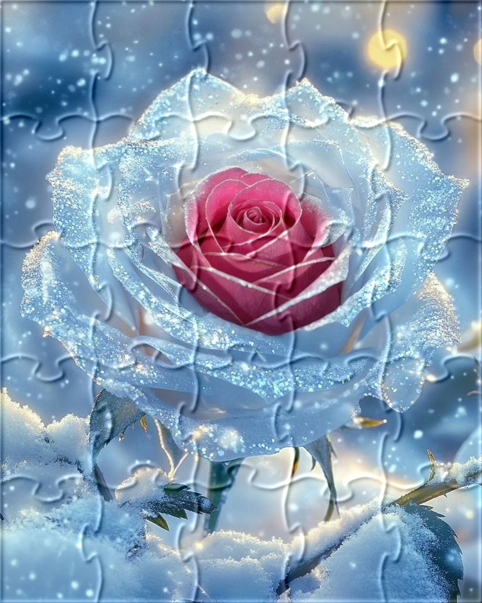Crystal Rose in the Snow Puzzle