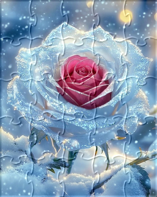 Crystal Rose in the Snow Puzzle