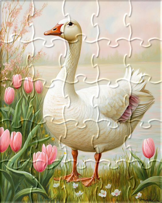 Goose and Pink Tulips Puzzle