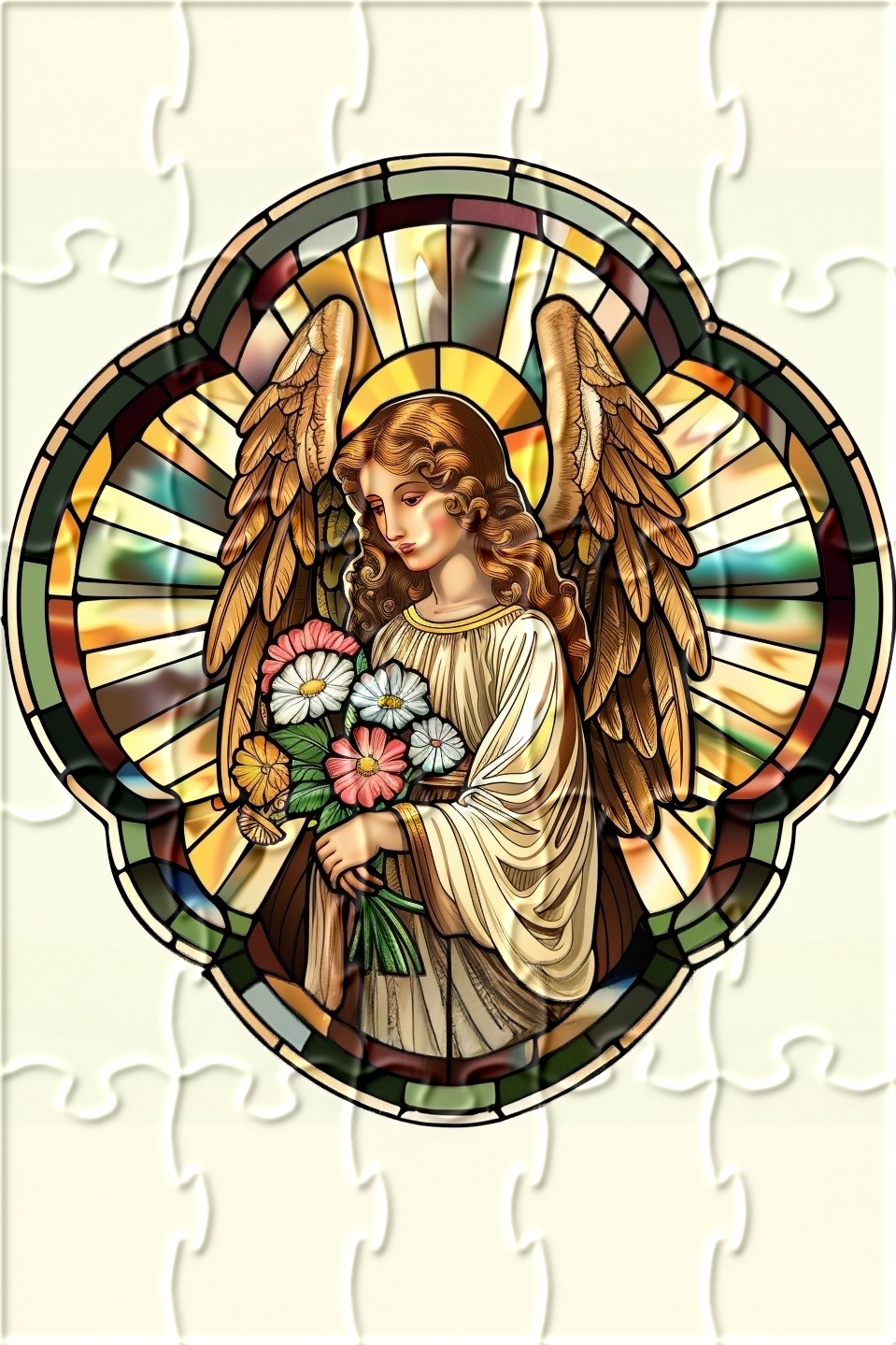 Abstract Angel and Flower Bouquet Puzzle