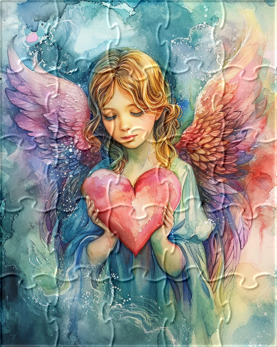 Abstract Angel with Heart Puzzle