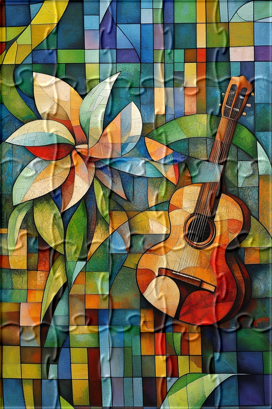 Abstract Art Guitar and Flower Puzzle