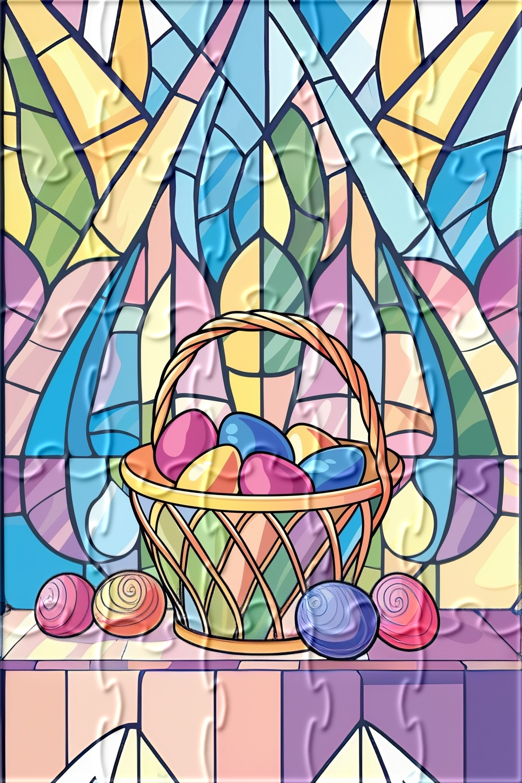 Abstract Background Easter Egg Basket Puzzle