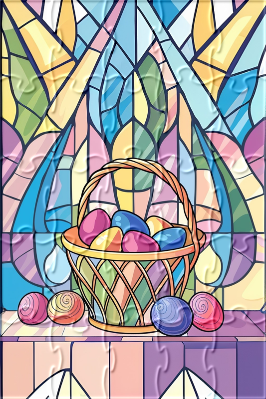 Abstract Background Easter Egg Basket Puzzle