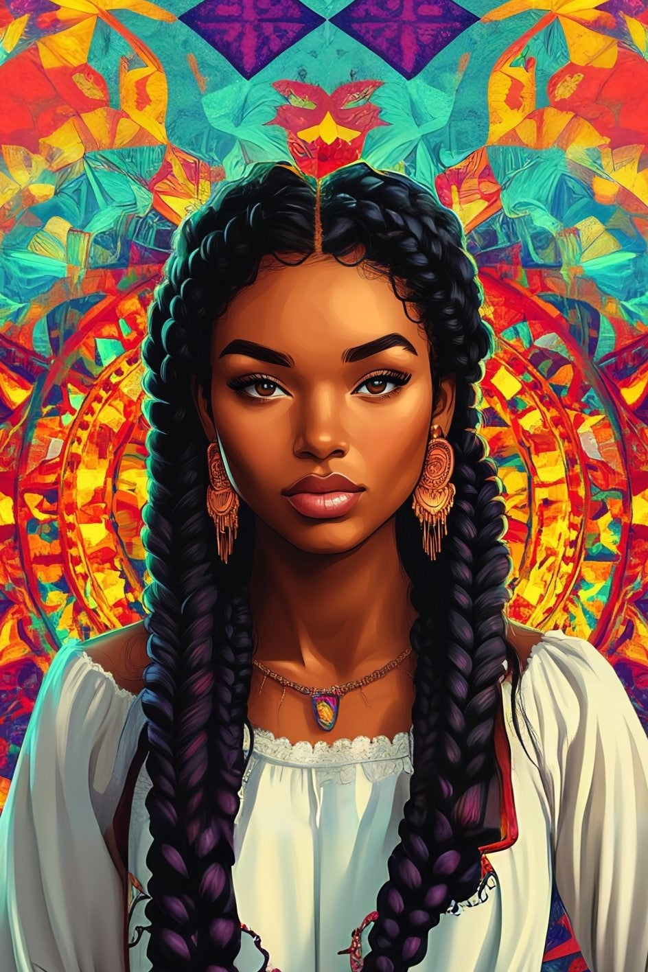 Abstract Background Girl with Braids Puzzle