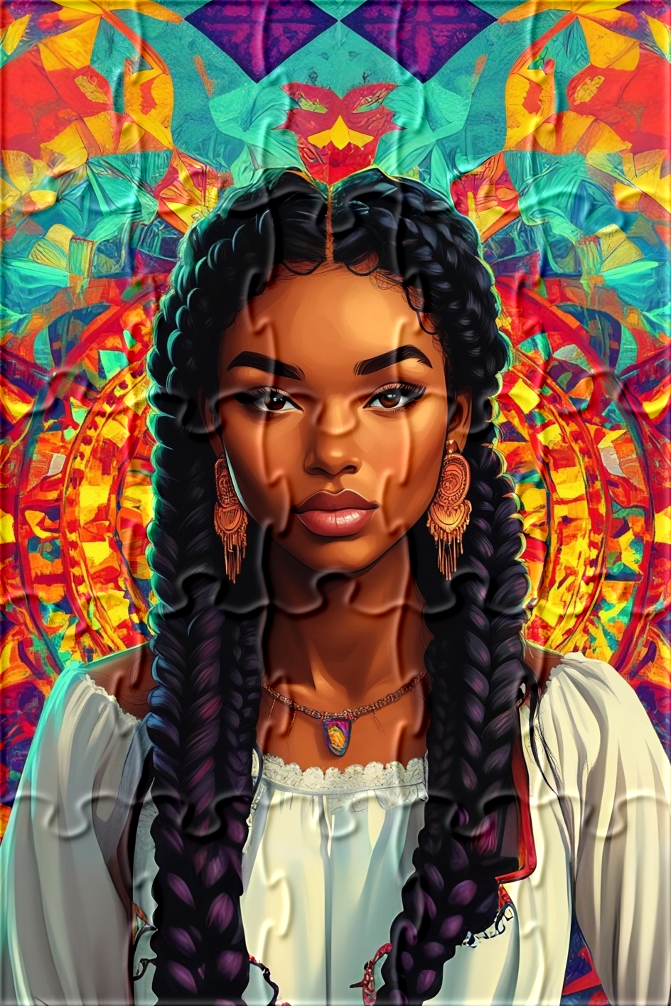 Abstract Background Girl with Braids Puzzle