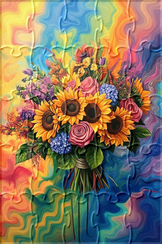 Abstract Background Hand Bouquet of Flowers Puzzle