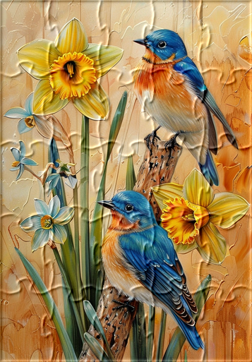 Abstract Background Two Blue Birds Puzzle