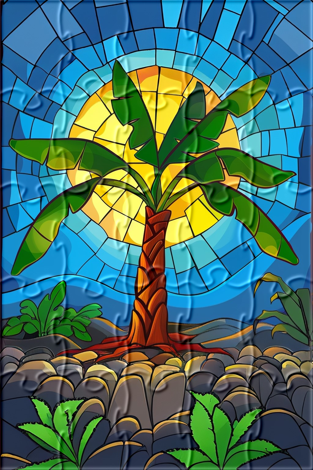 Abstract Banana Tree Sun Puzzle