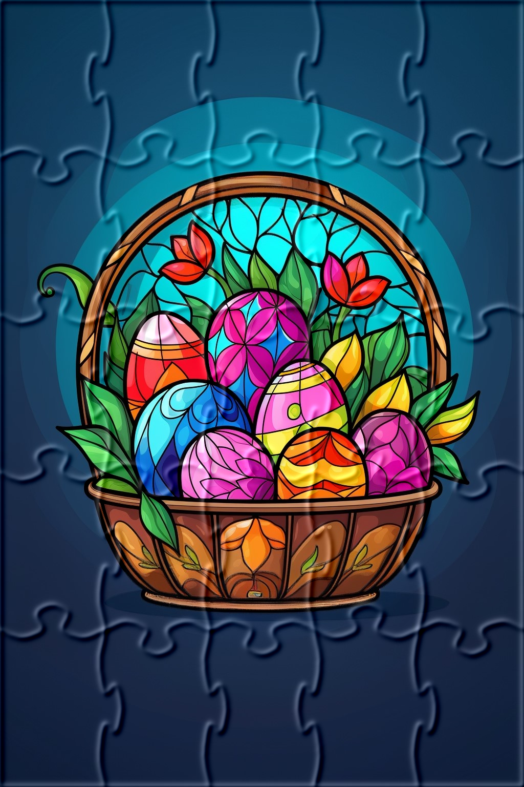 Abstract Basket of Easter Eggs Puzzle
