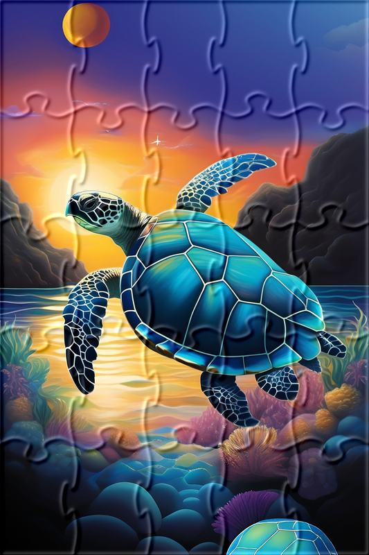 Abstract Beach Foliage Sea Turtle Puzzle