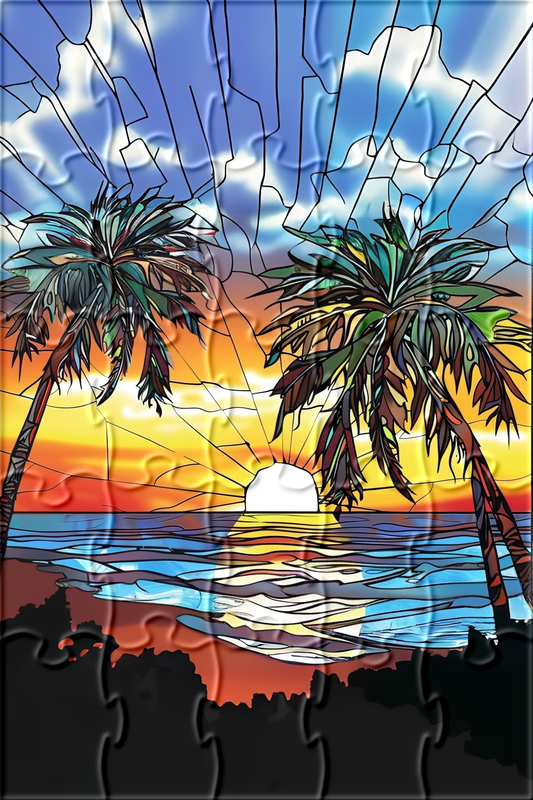 Abstract Beach Sunset Puzzle