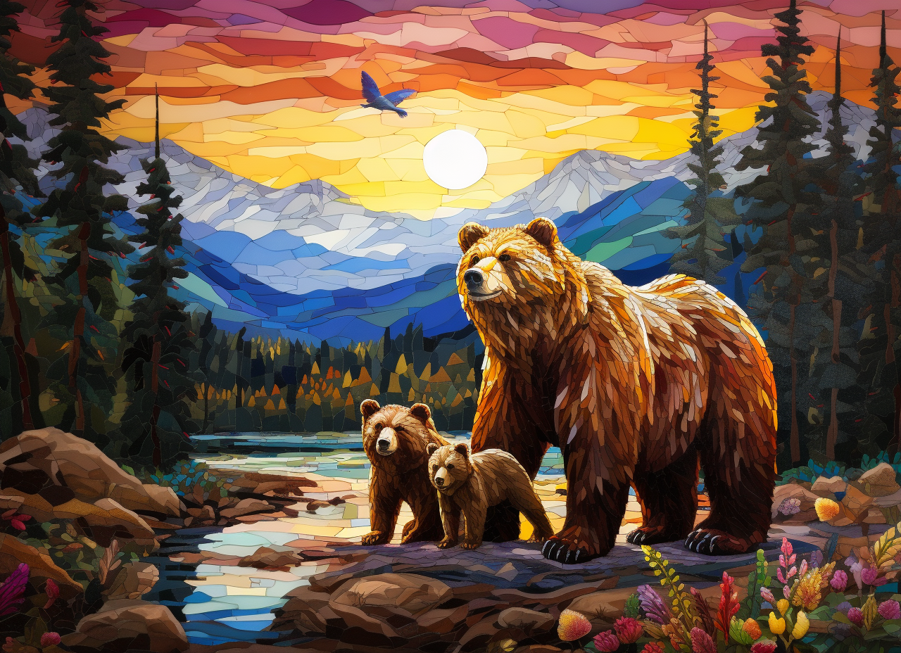 Abstract Bear and Cubs Puzzle