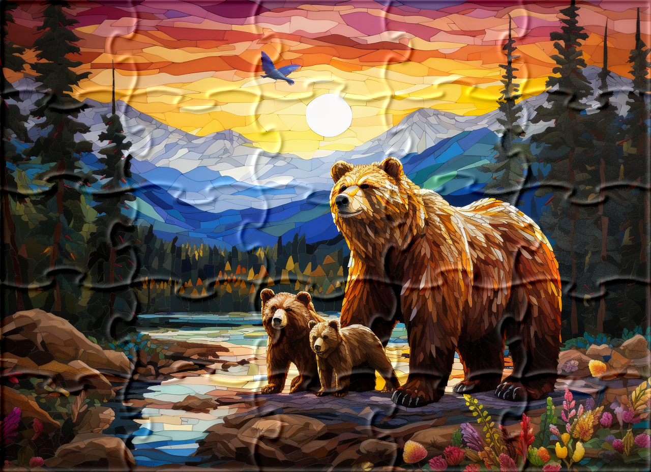Abstract Bear and Cubs Puzzle