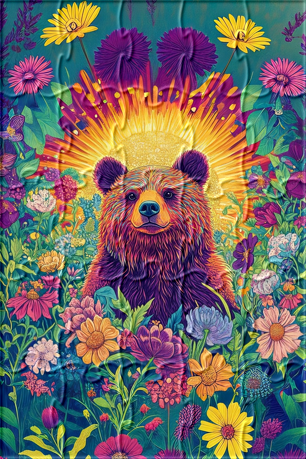 Abstract Bear in Flowers Puzzle