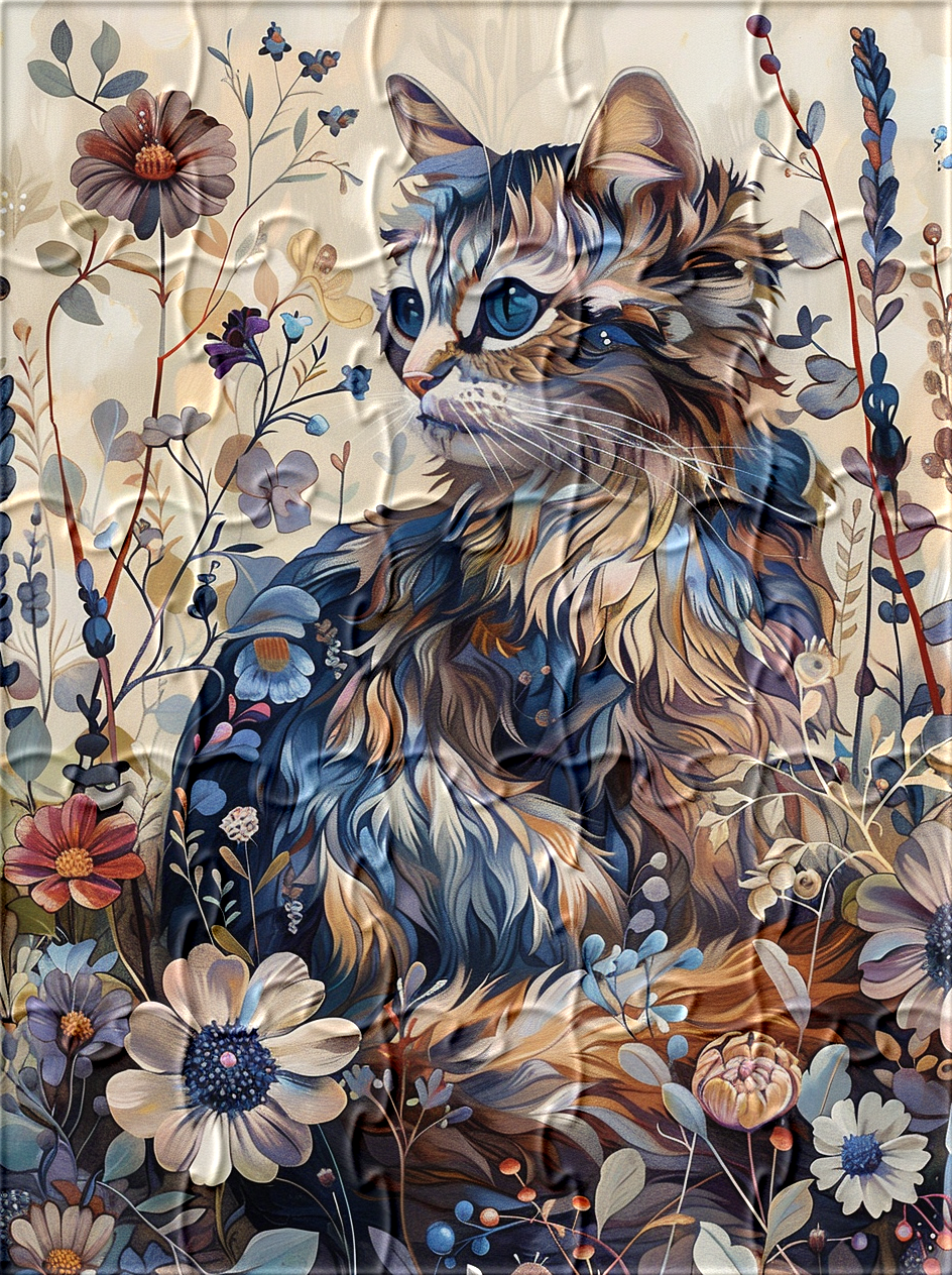Abstract Beige and Blue Cat Puzzle