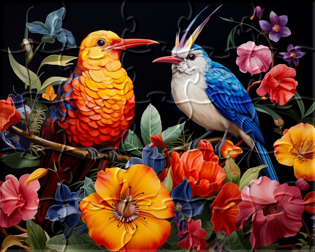 Abstract Birds and Abstract Flowers Puzzle