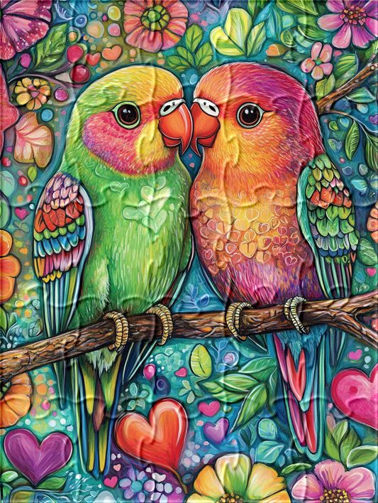 Abstract Birds and Hearts Puzzle