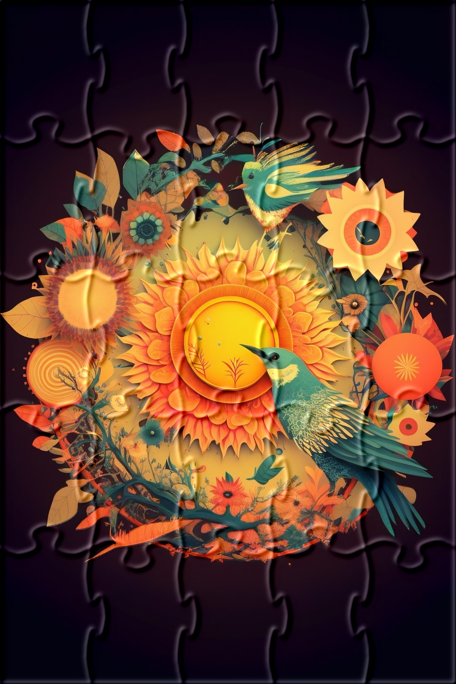 Abstract Birds and Sun Puzzle