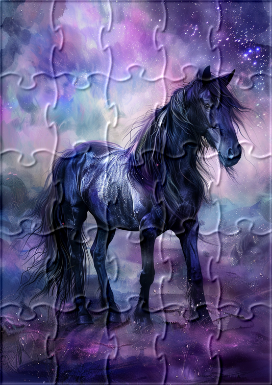 Abstract Black and Purple Horse Puzzle