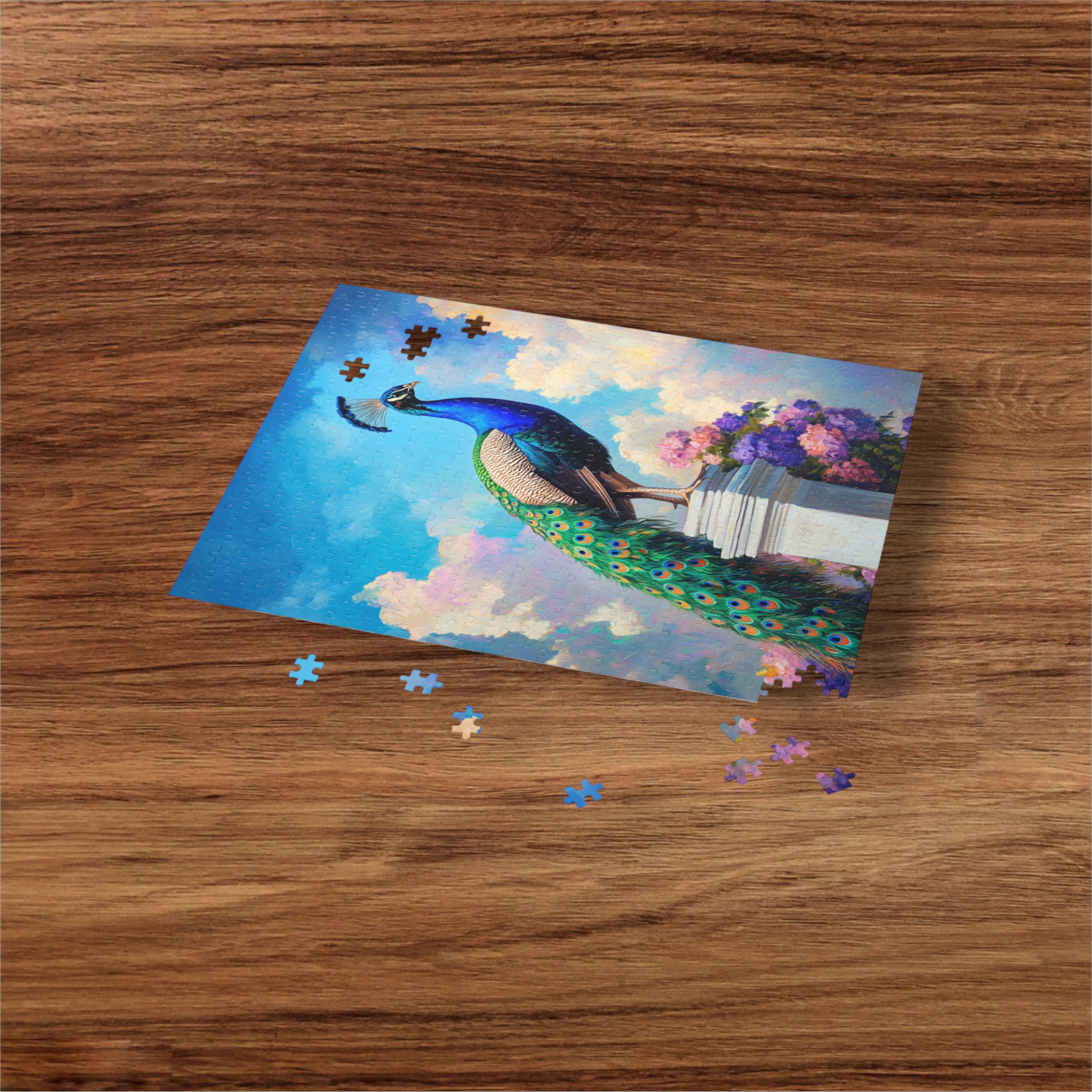 White Pedestal Peacock Puzzle