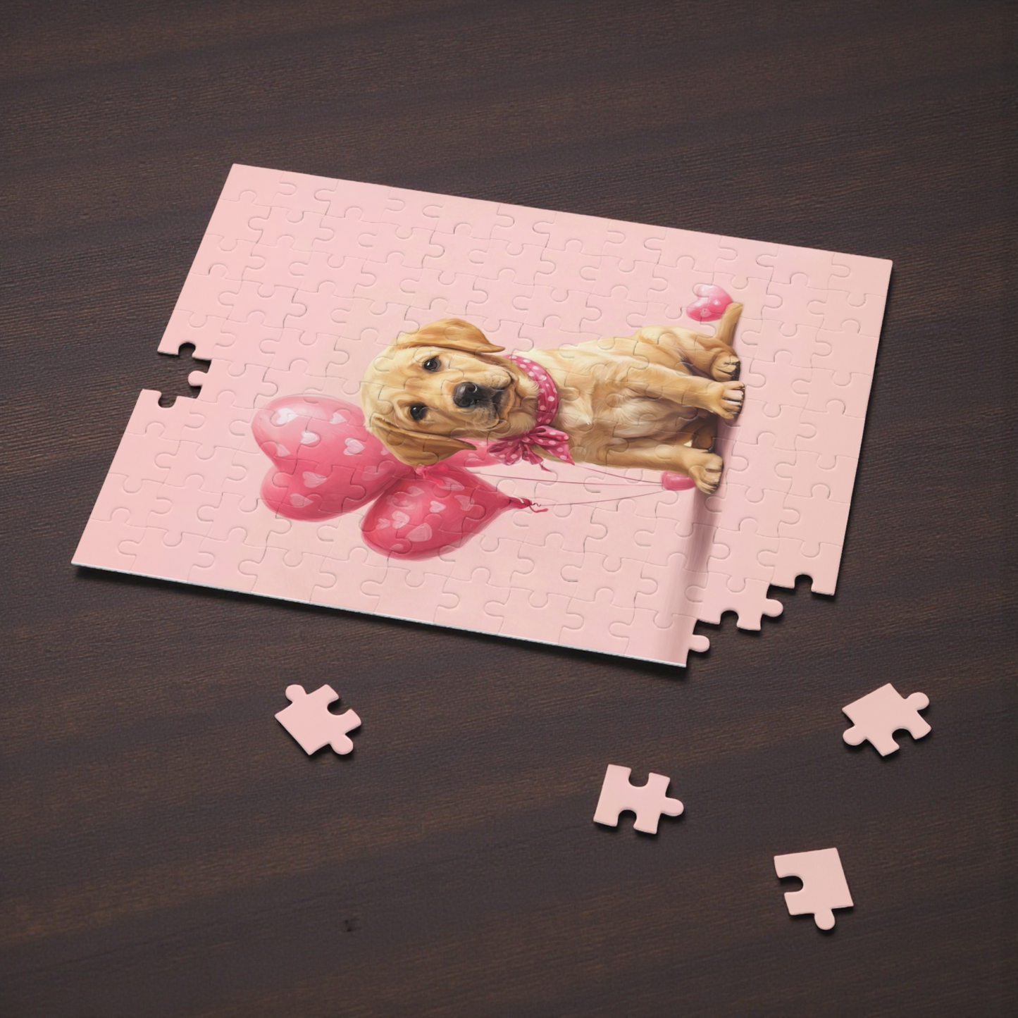 Yellow Labrador Retriever Valentines Balloons Puzzle