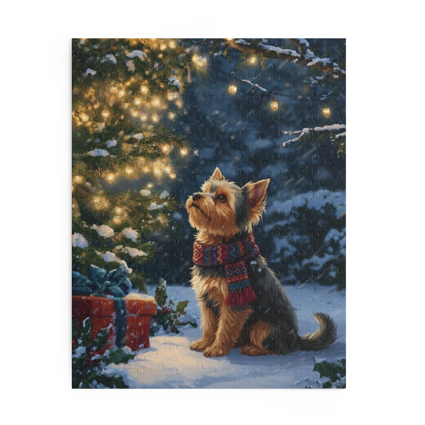 Standing By Christmas Tree Yorkshire Terrier Puzzle