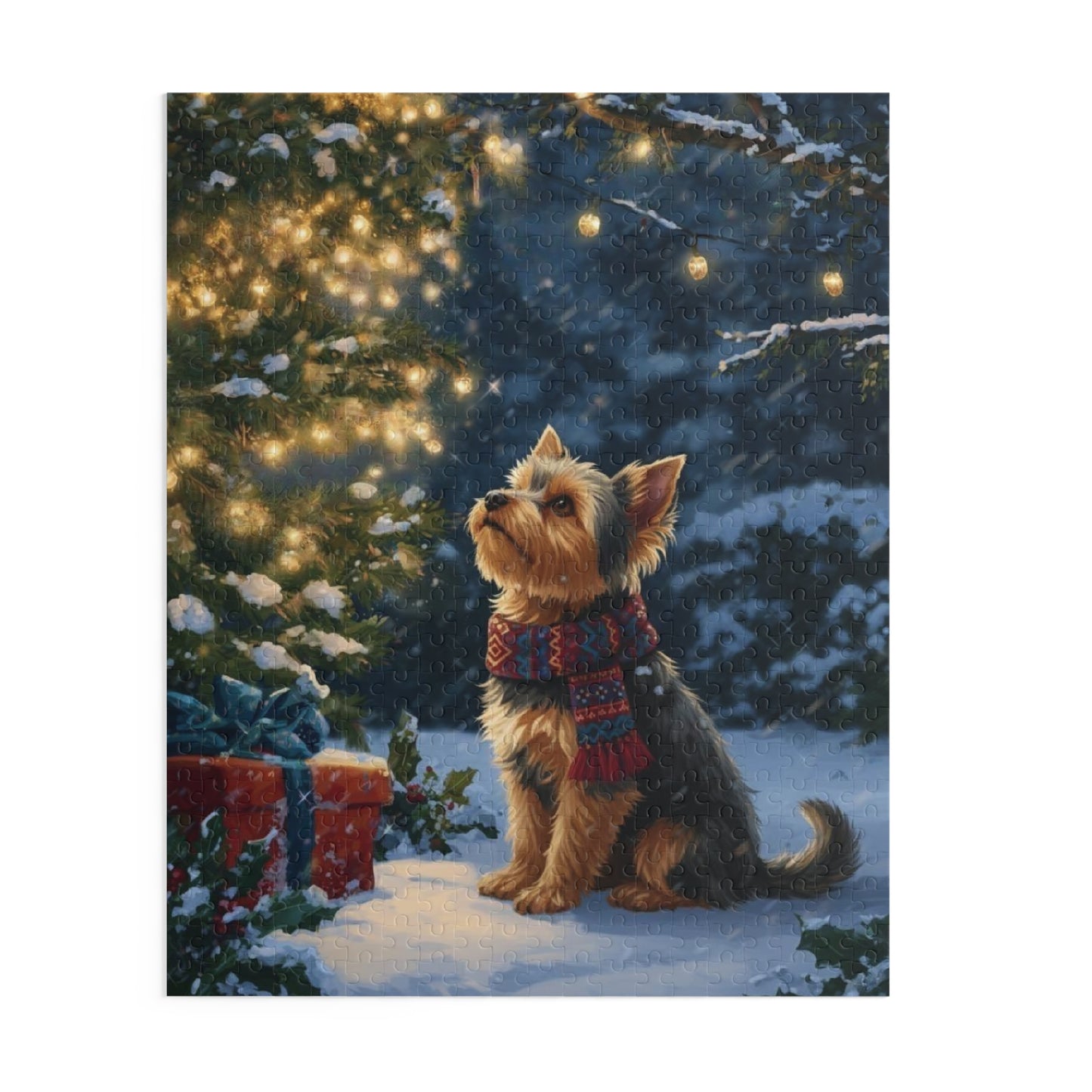 Standing By Christmas Tree Yorkshire Terrier Puzzle