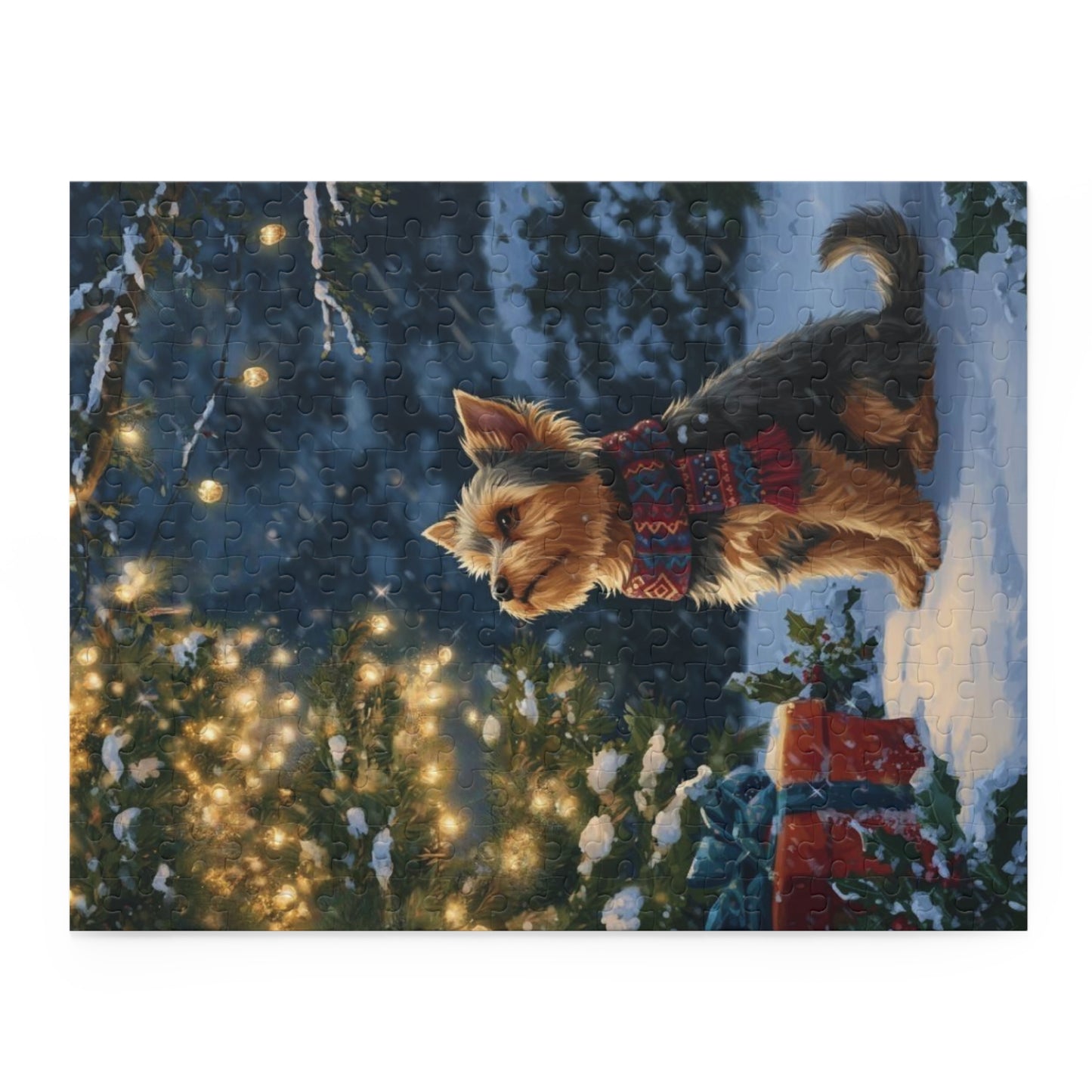 Standing By Christmas Tree Yorkshire Terrier Puzzle
