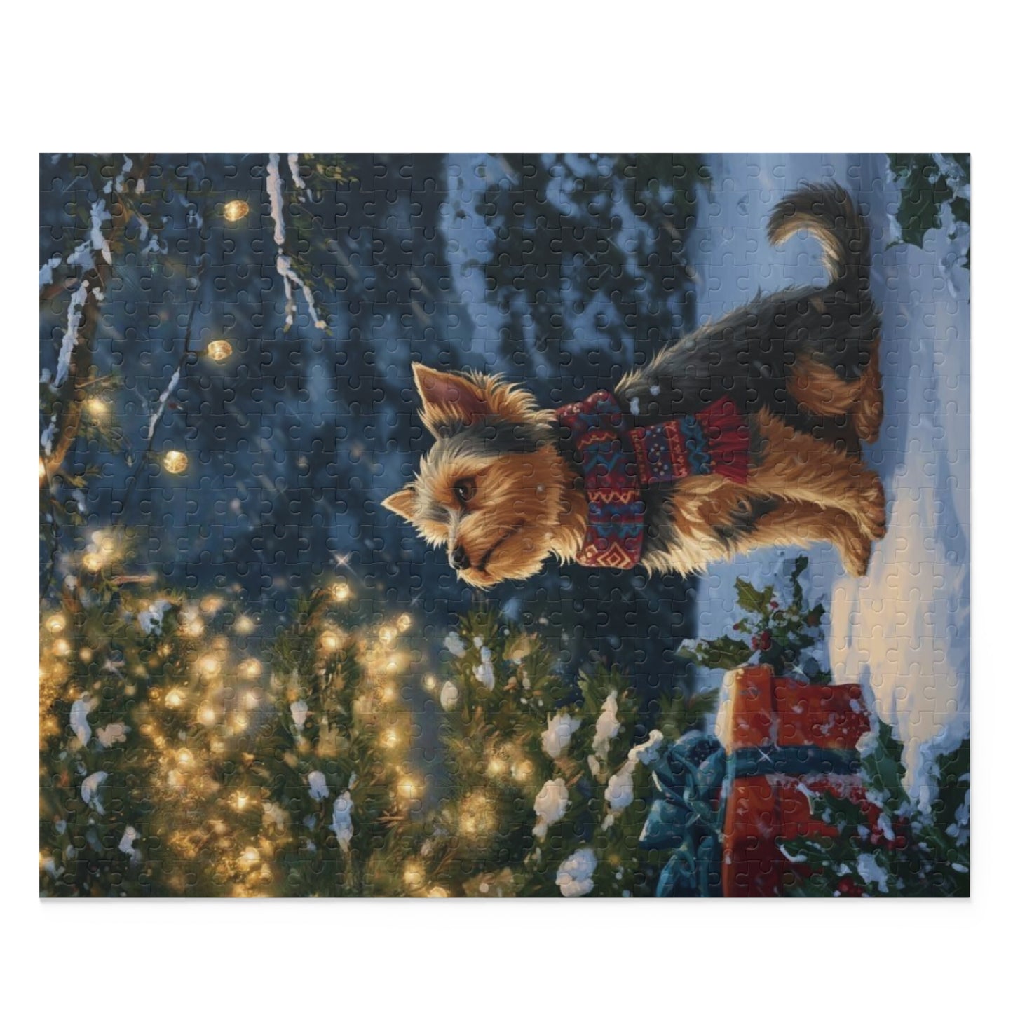 Standing By Christmas Tree Yorkshire Terrier Puzzle