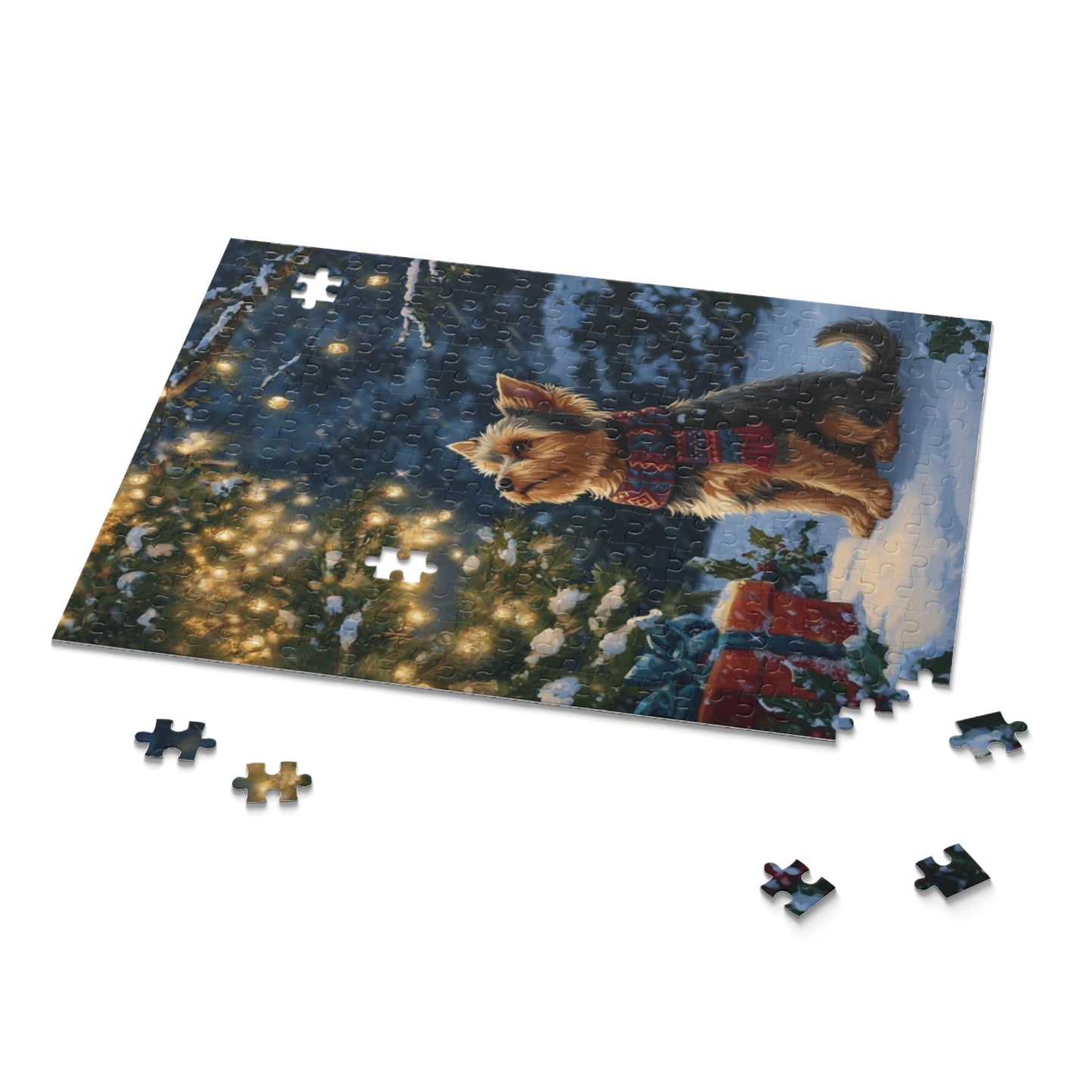 Standing By Christmas Tree Yorkshire Terrier Puzzle