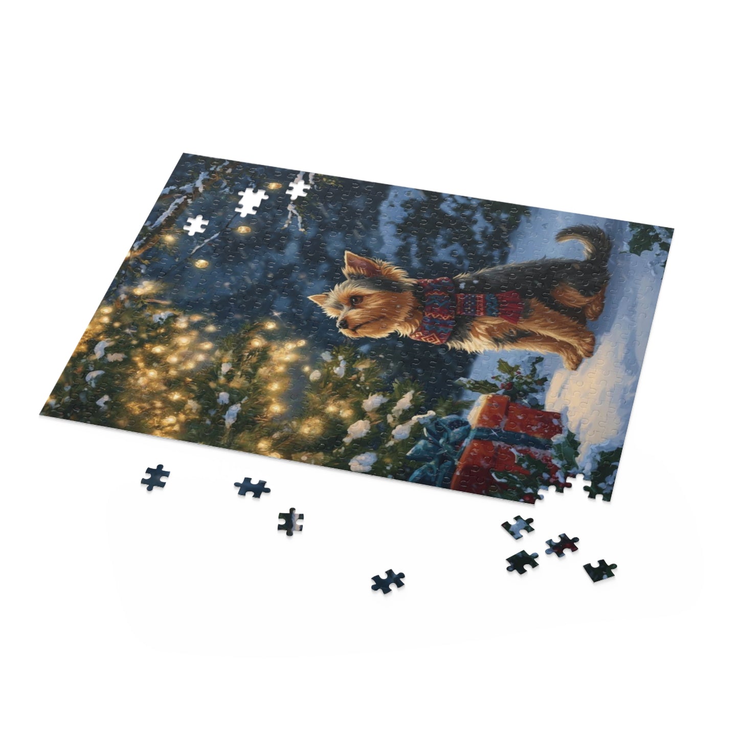 Standing By Christmas Tree Yorkshire Terrier Puzzle