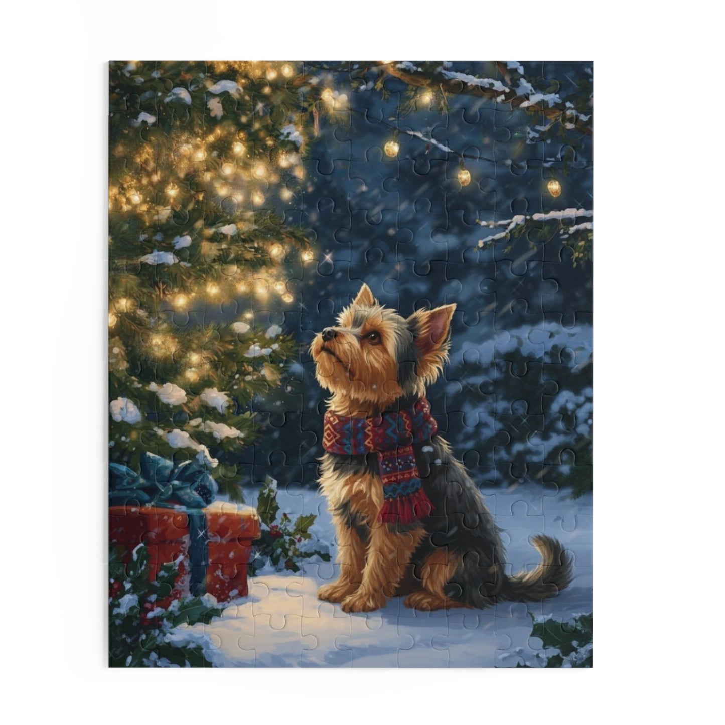 Standing By Christmas Tree Yorkshire Terrier Puzzle