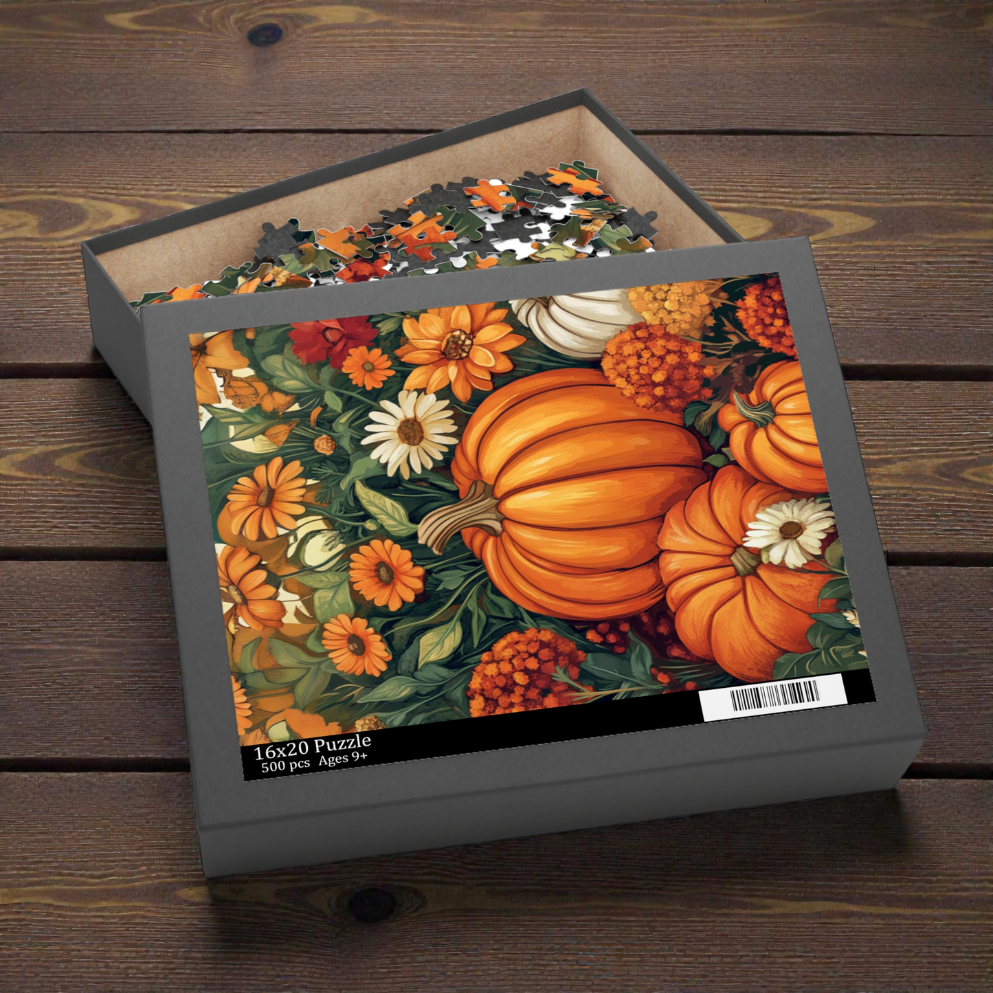 Garden Flowers and Pumpkins Puzzle