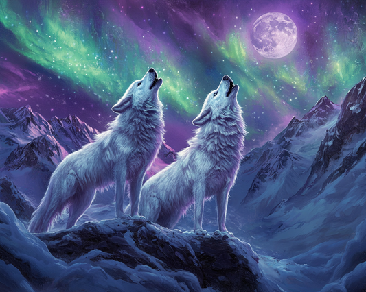 Arctic Lights White Wolves Puzzle