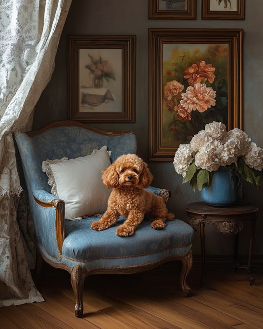 Blue Arm Chair Chocolate Poodle Puzzle