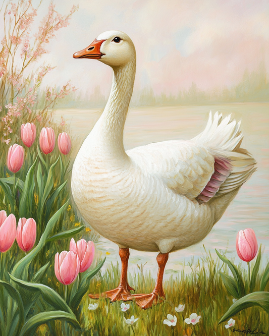 Goose and Pink Tulips Puzzle