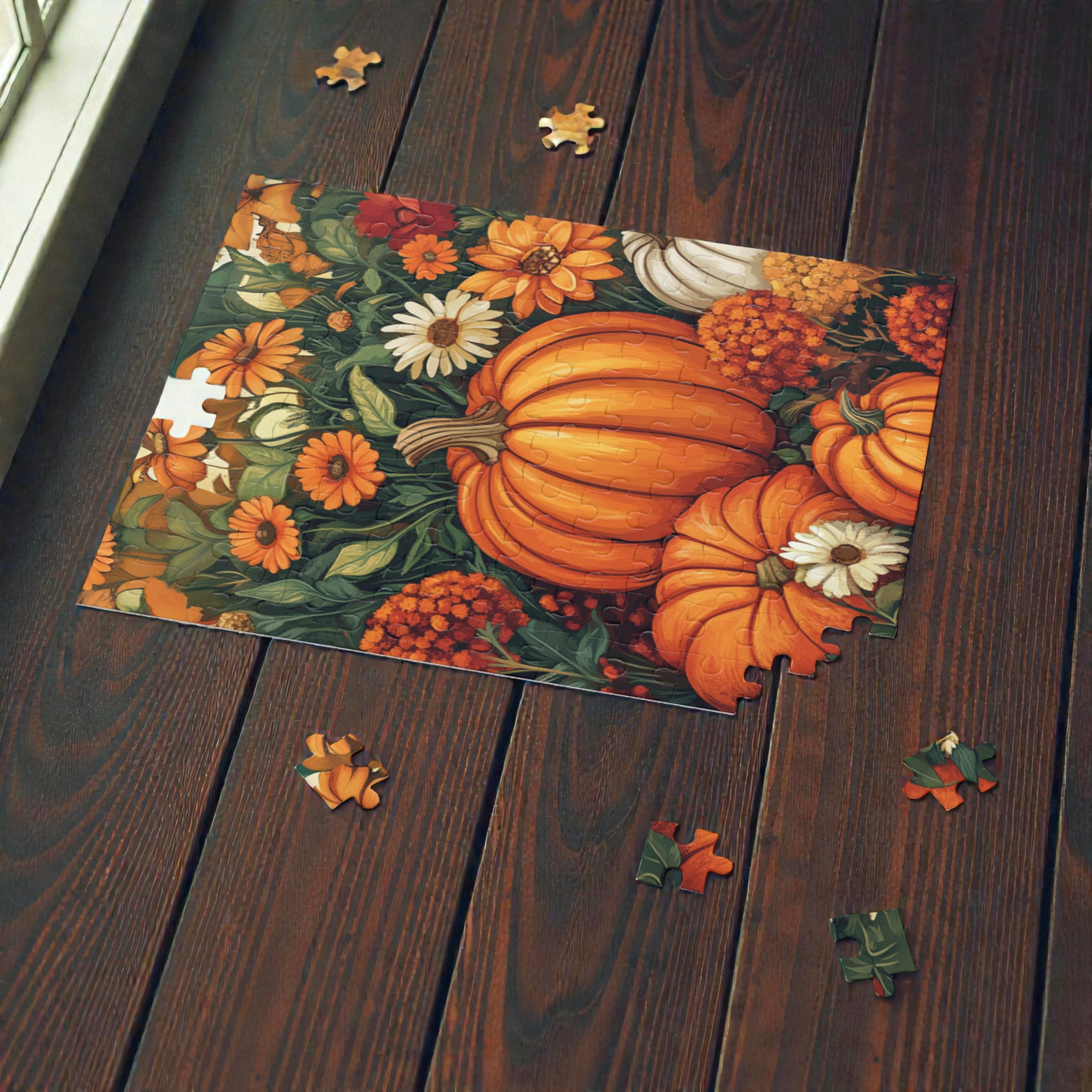 Garden Flowers and Pumpkins Puzzle