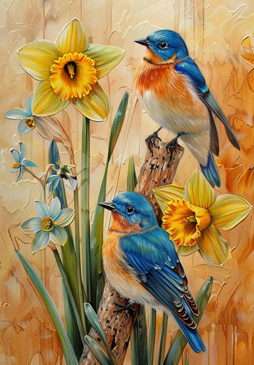 Abstract Background Two Blue Birds Puzzle