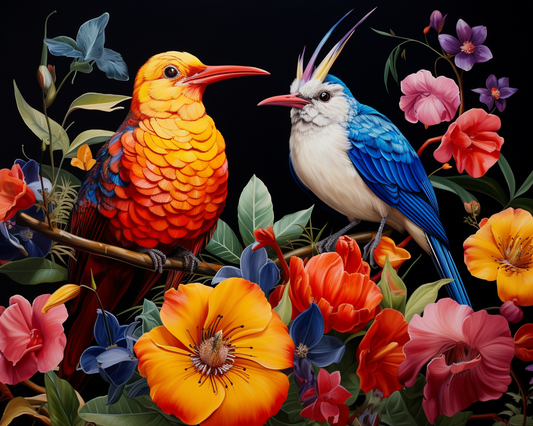 Abstract Birds and Abstract Flowers Puzzle