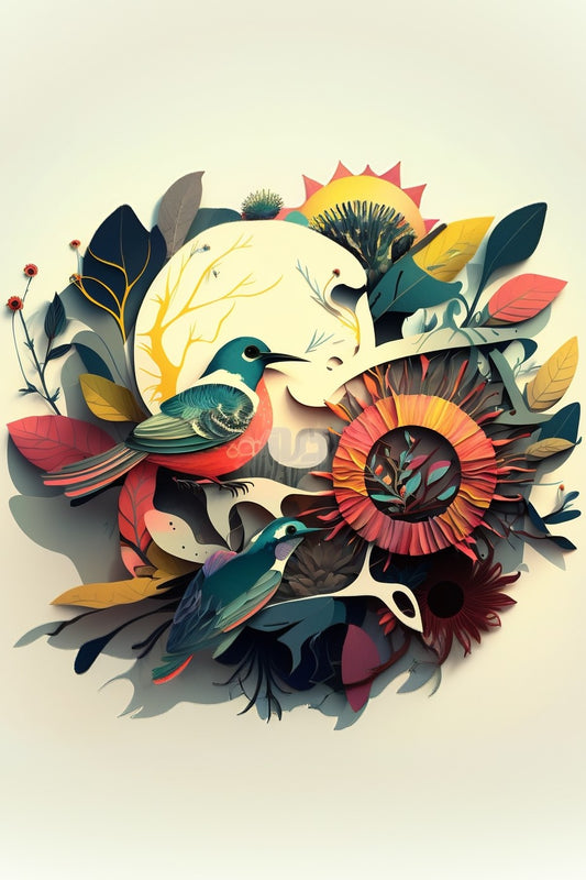 Abstract Birds and Leaves Puzzle