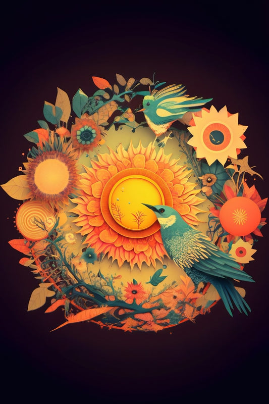 Abstract Birds and Sun Puzzle