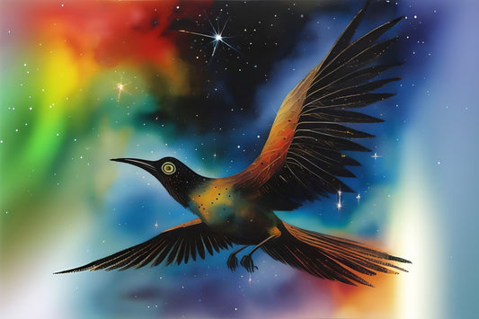 Abstract Black Bird and Stars Puzzle
