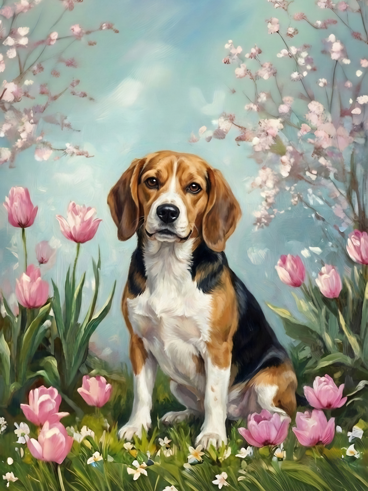 Beagle Spring Garden Jigsaw Puzzle