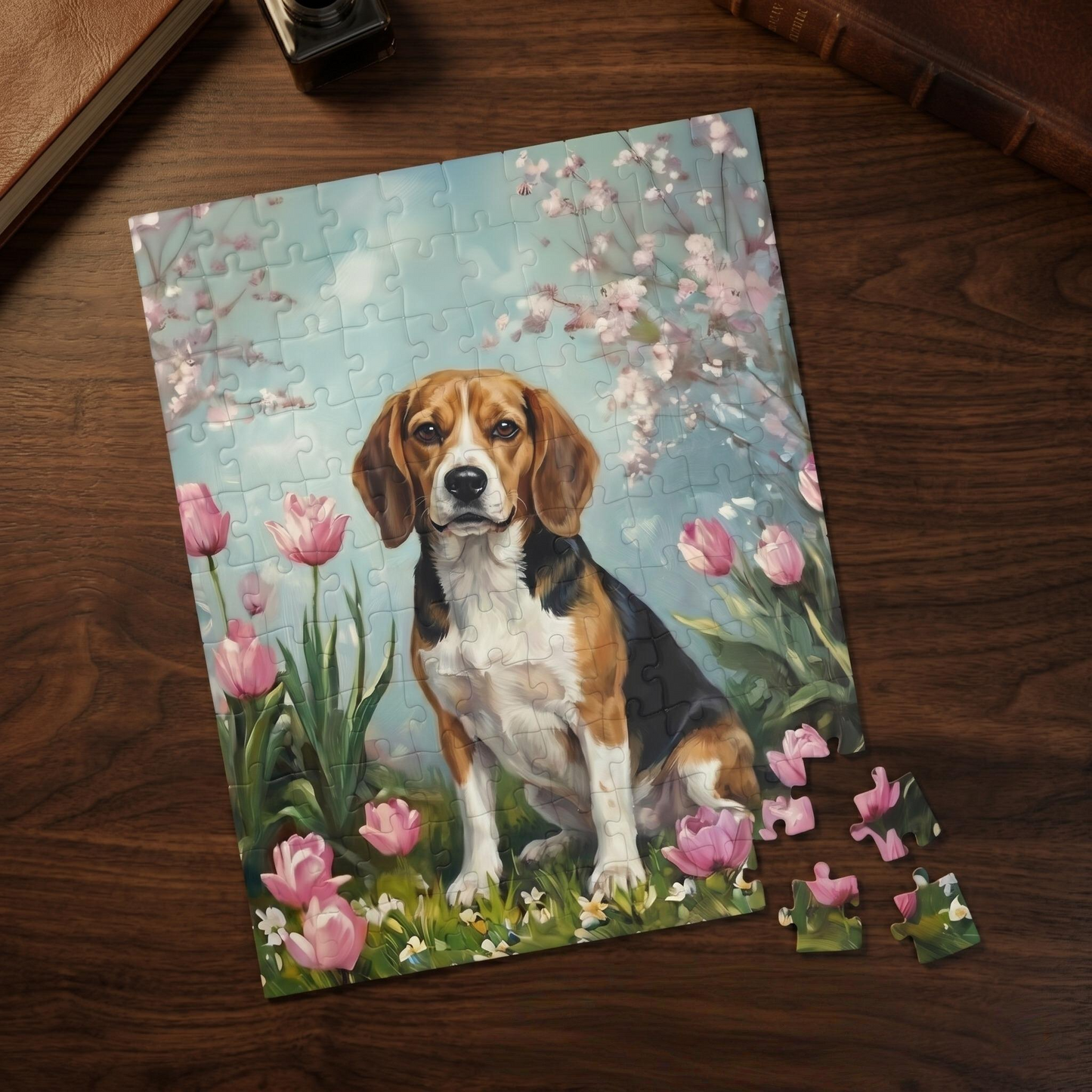 Beagle Spring Garden Jigsaw Puzzle