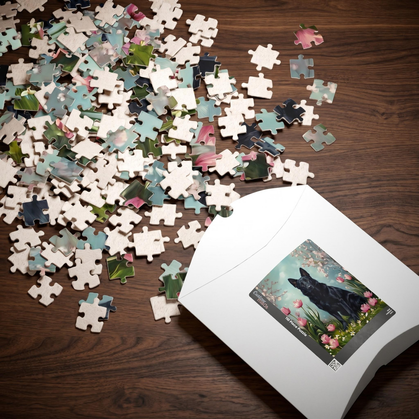 Black German Shepherd Spring Garden Jigsaw Puzzle