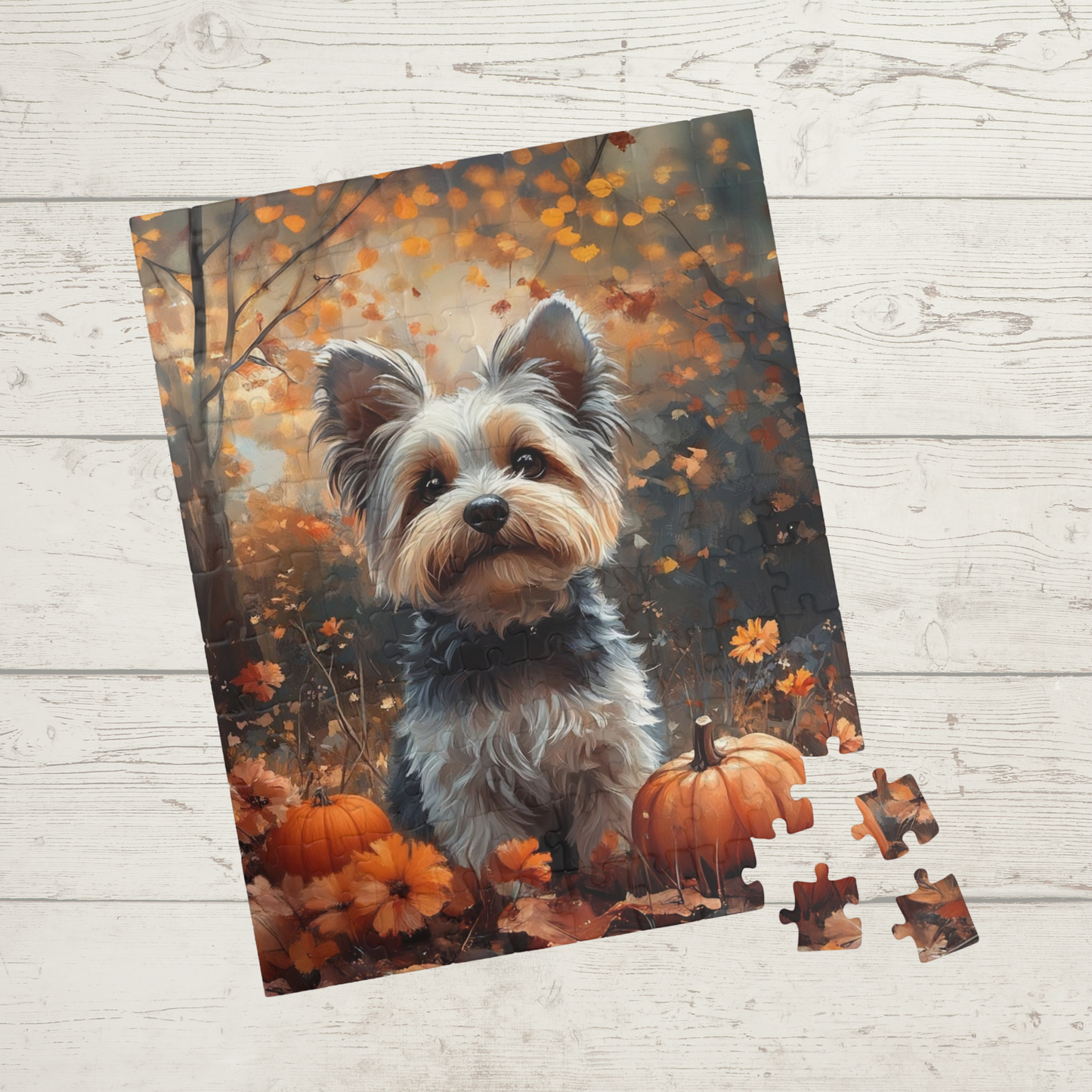 Fall Pumpkin Yorkshire Terrier Puzzle