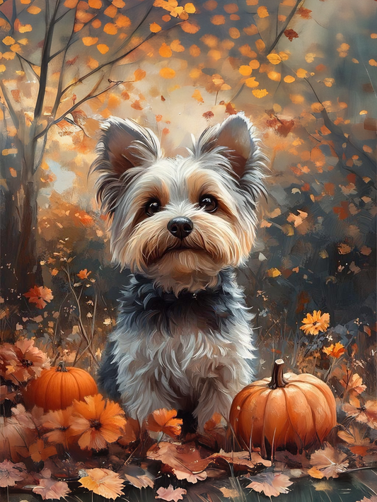 Fall Pumpkin Yorkshire Terrier Puzzle