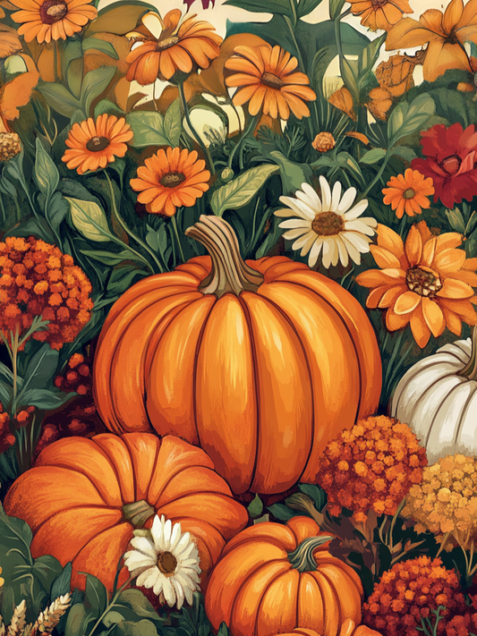 Garden Flowers and Pumpkins Puzzle