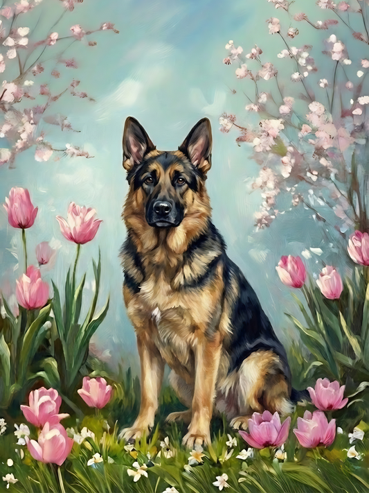 German Shepherd Spring Garden Jigsaw Puzzle